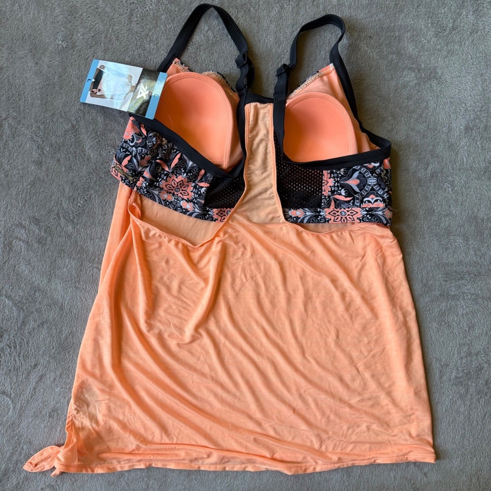 ZeroXposur Womens Tankini Swimsuit Set Apricot Orange Black Boy Shorts Large NWT - Picture 3 of 9